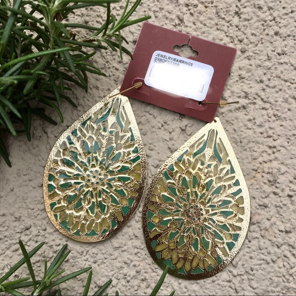 Forever 21 turquoise yellow earrings - Picture 3 of 3